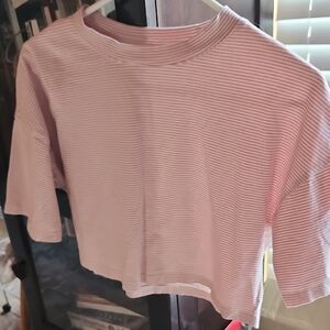 Casual Pink Striped Crop Top